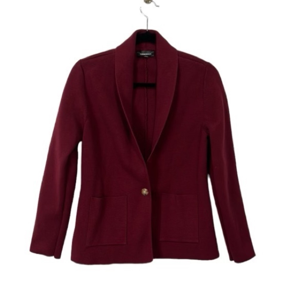 Summersalt Ribbed Sweater Blazer, Burgundy, Women’s Size M
